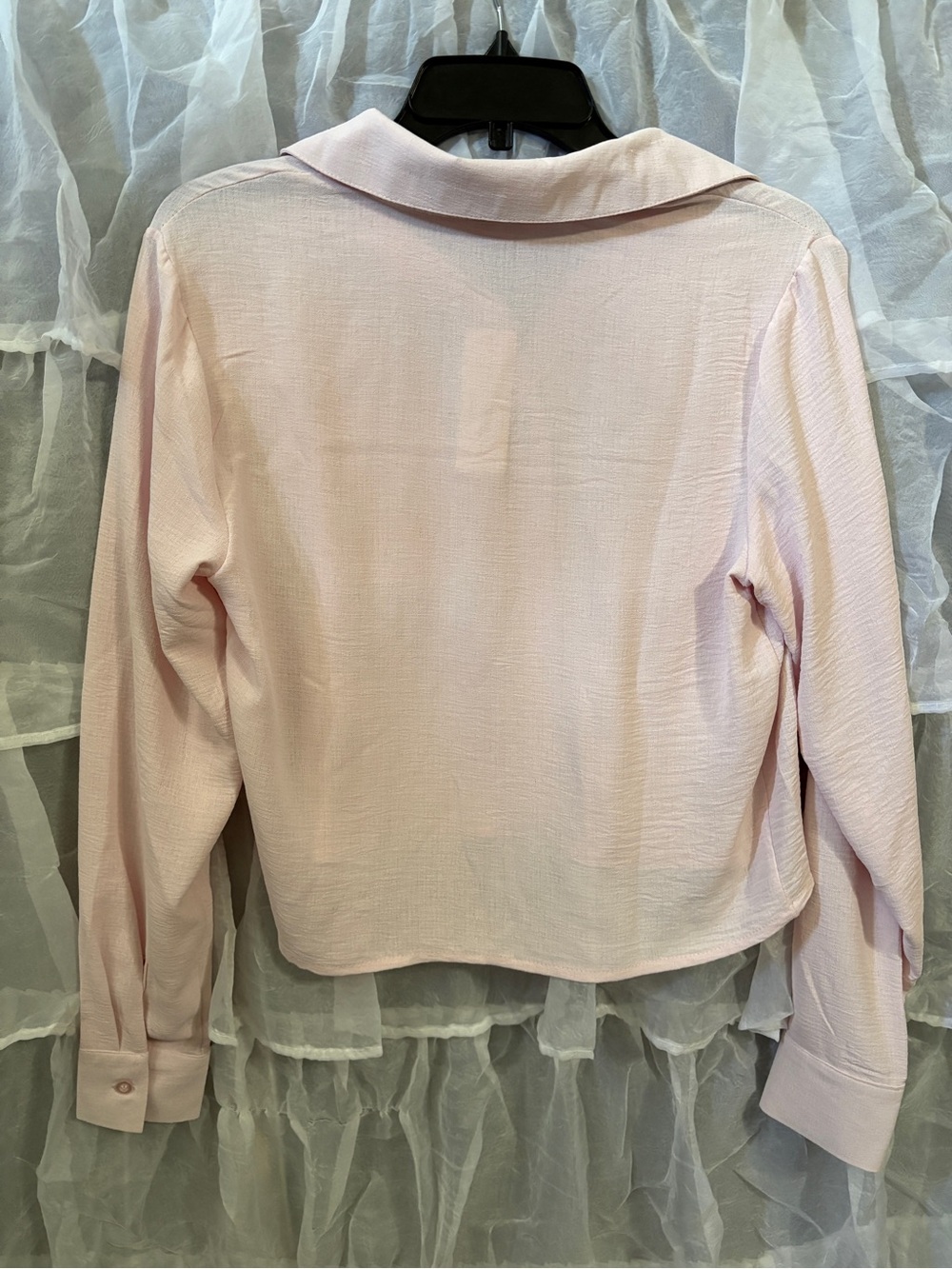 Light Pink Button-Front Collared Top - Picture 2 of 3